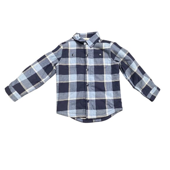 Janie & Jack Boys Blue Plaid Sherpa Lined Flannel Shirt Jacket Size 3 to 4 - New - Picture 1 of 9